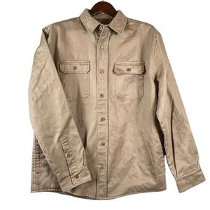NWOT Mens M Lined Shacket Khaki Button Shirt Jacket Workwear Utility Gorpcore